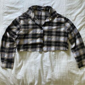 Button Down Flannel Cropped Top (M) - Shein - Casual- Cool!